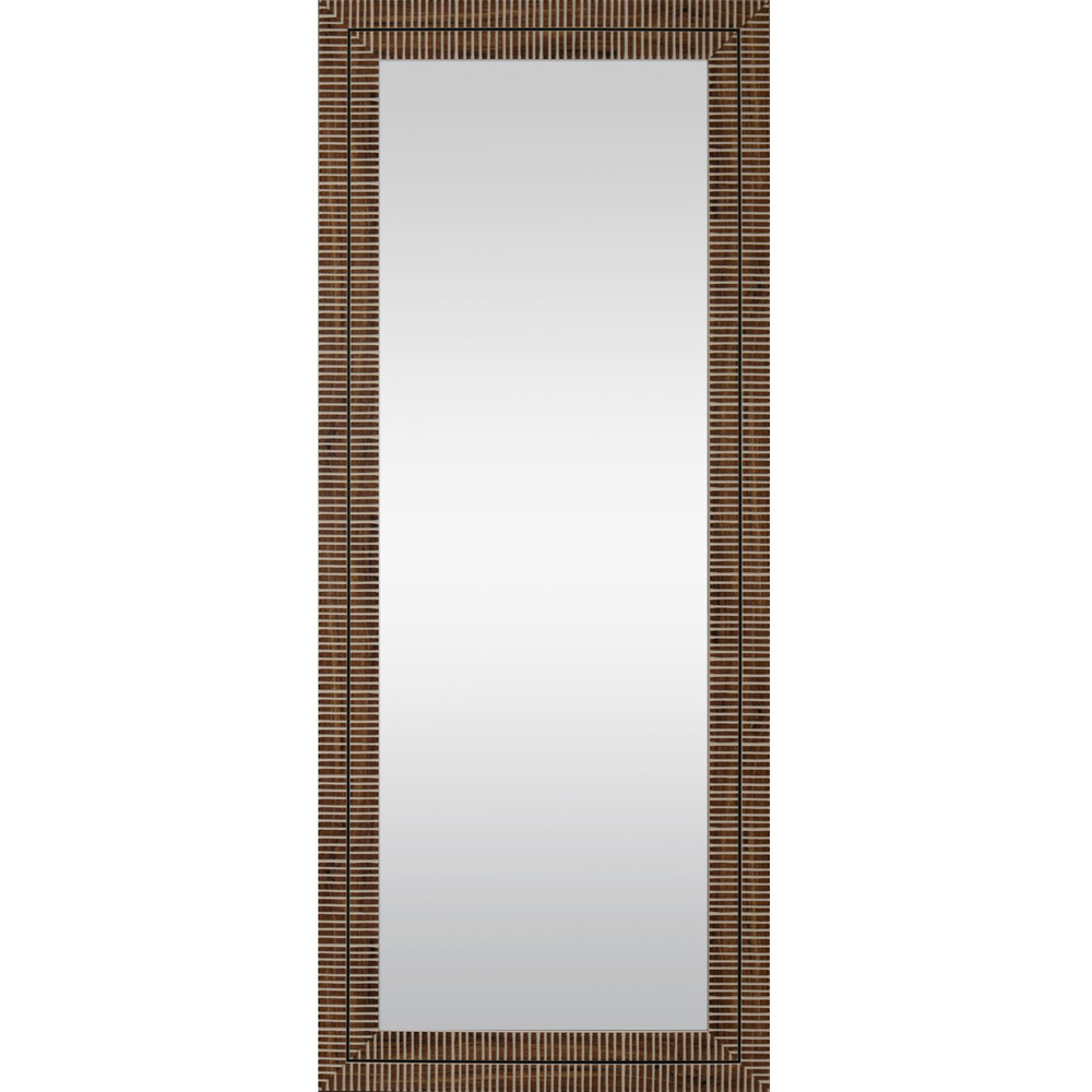Nyla Wood Effect Striped Mirror - Brown Image 1