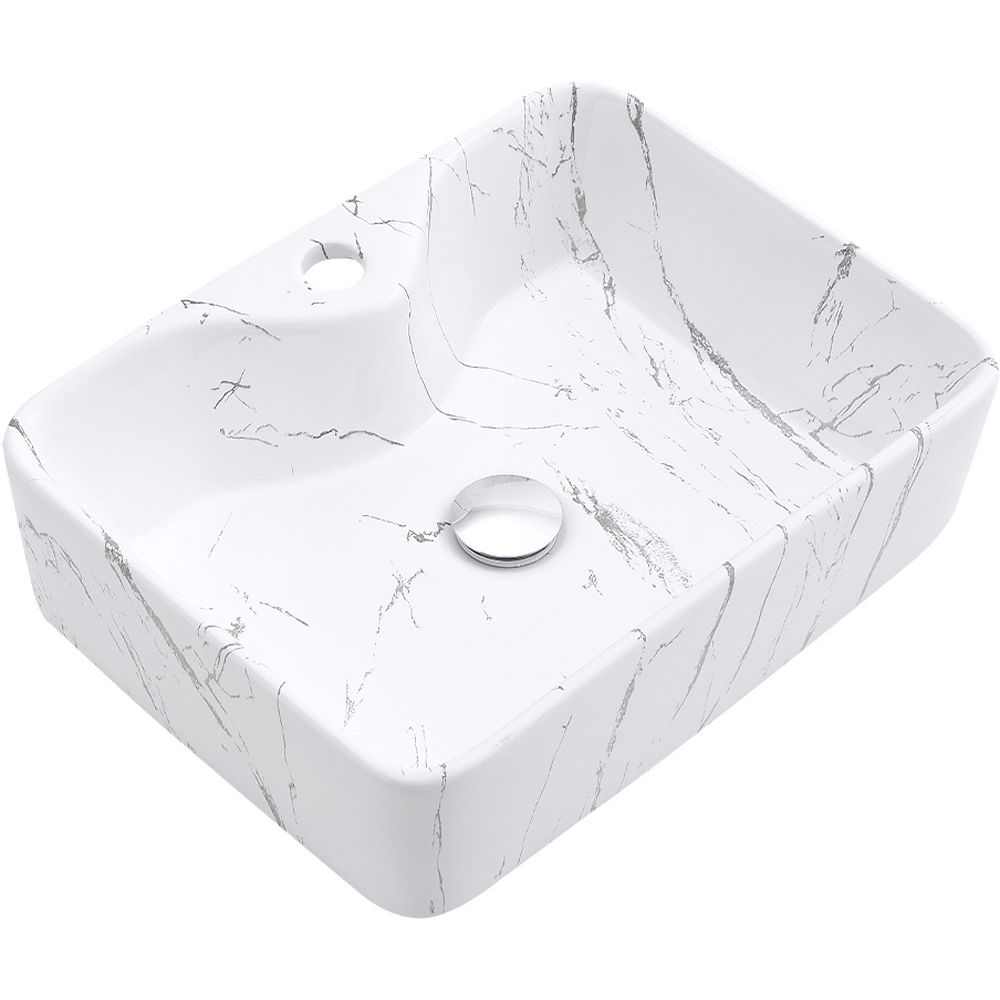 H&O Direct Rectangular Marble Effect Vessel Sink Image 1