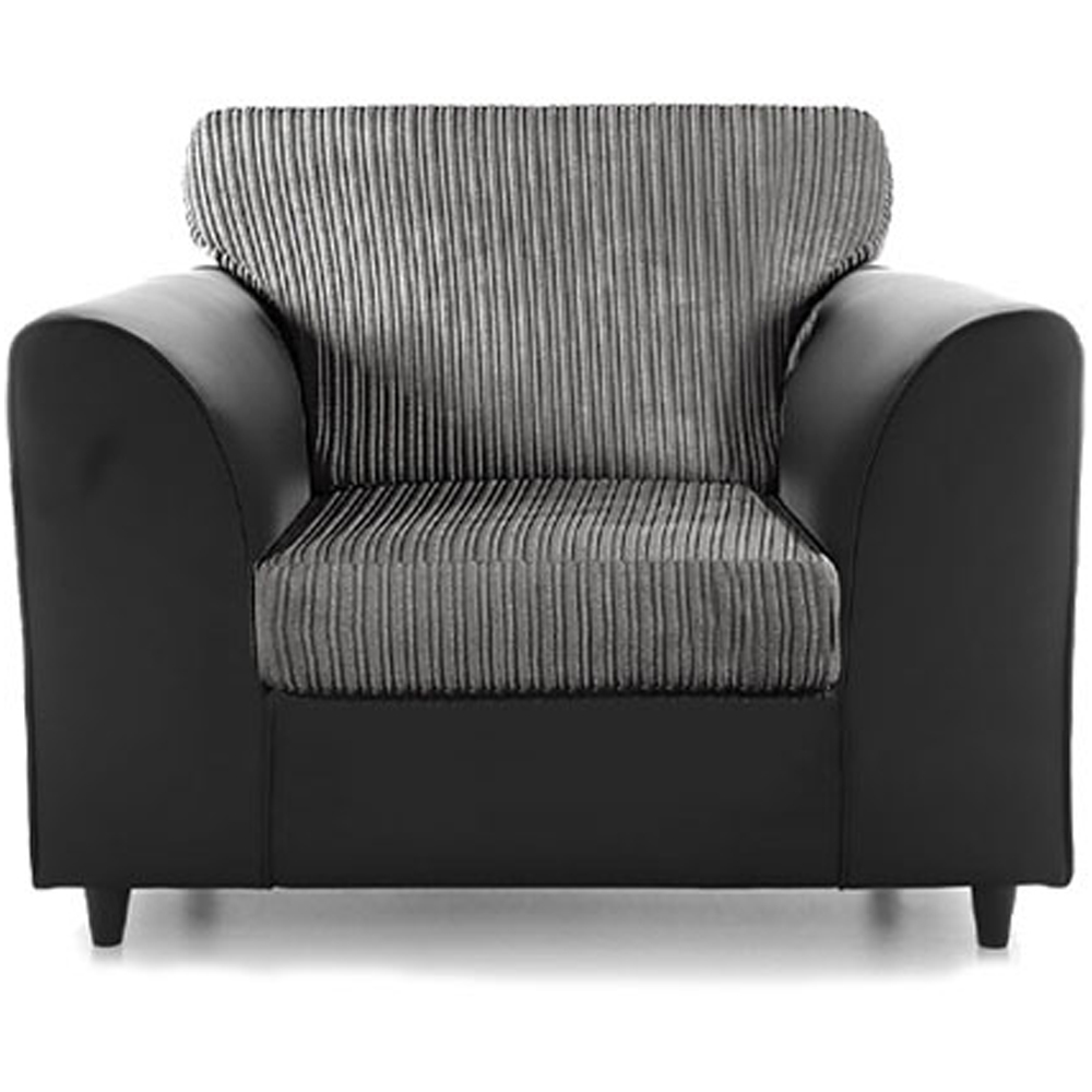 Luxor 5 Seater Black and Grey Jumbo Cord Full Back Sofa Suite Image 4