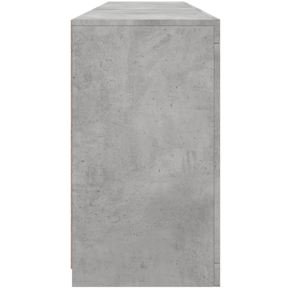 vidaXL Concrete Grey Wooden Sideboard with LED Lights 3 Piece Image 6