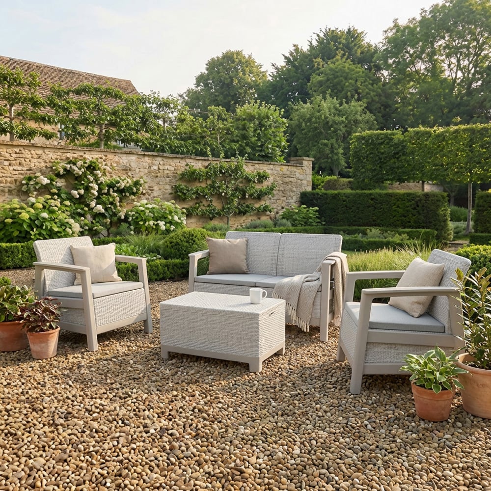 Keter Scandi Set with Storage Table Natural Image 4