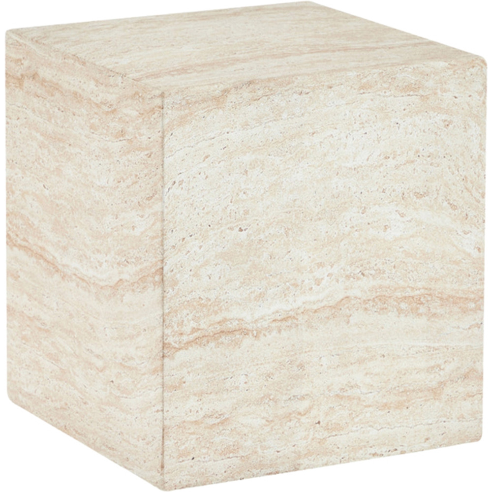 Desser Pisa Travertine Effect Square Side Table Image 2