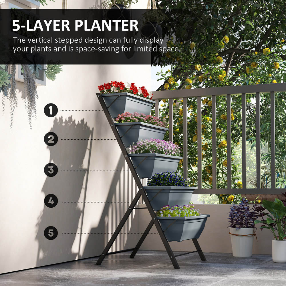 Outsunny 5-Tier Raised Garden Bed with 5 Removable Boxes Image 8