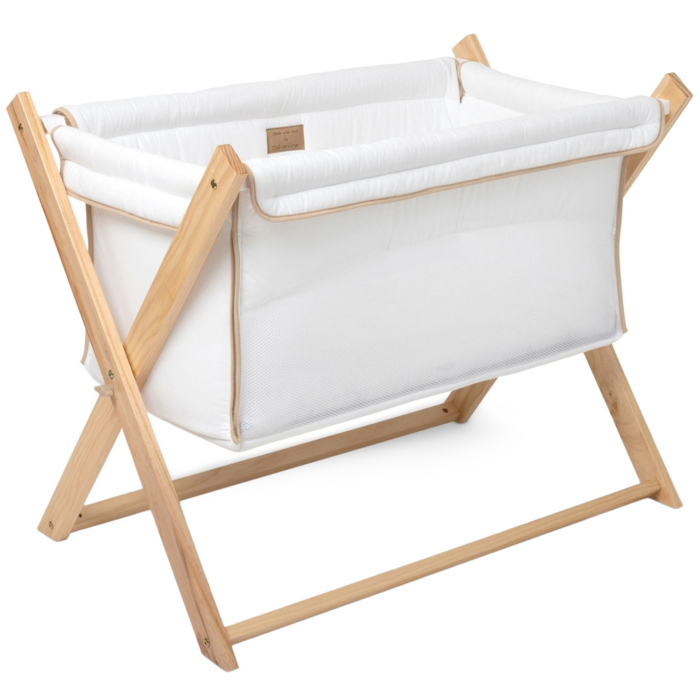 Clair de Lune Baby White Organic Foldable Crib Image 1