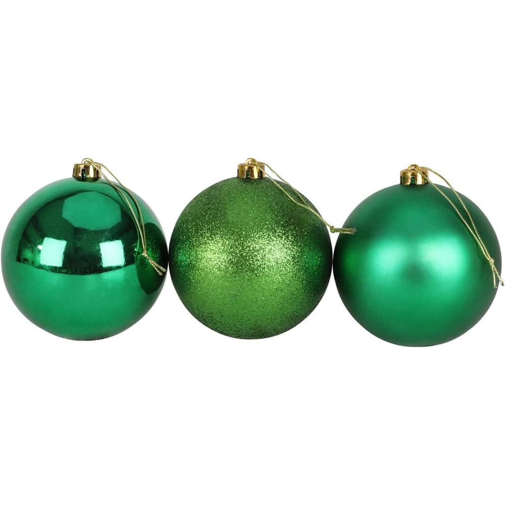 Shatchi 10cm Dark Green Shatterproof Christmas Bauble 3 Pack Image 2