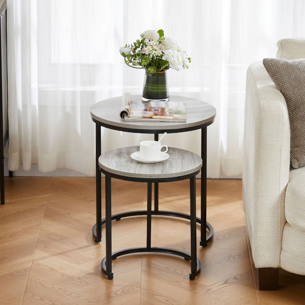 VIDA DESIGNS Brooklyn Grey Nest of Tables Set of 2 Image 4
