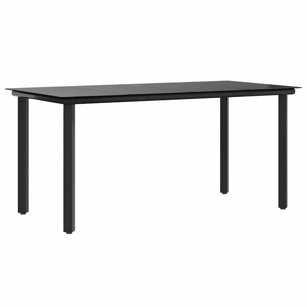 vidaXL 6 Seater Black Steel and Tempered Glass Dining Table Image 3