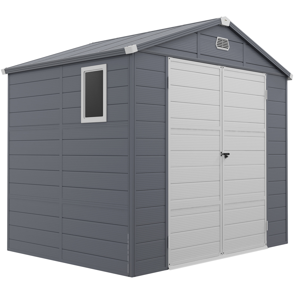 Outsunny 8 x 6ft Grey Apex Garden Shed with Foundation Kit Image 1