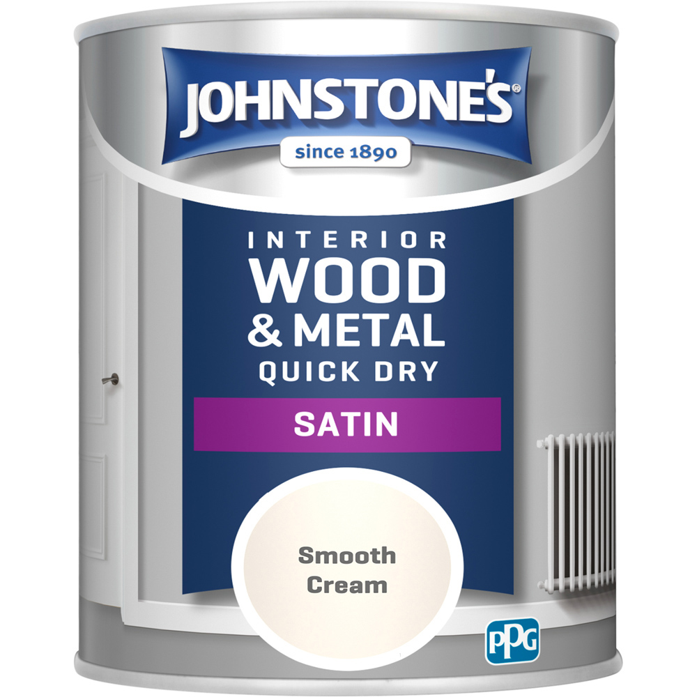 Johnstone's Quick Dry One Coat Metal and Wood Smooth Cream Satin Paint 750ml Image 2