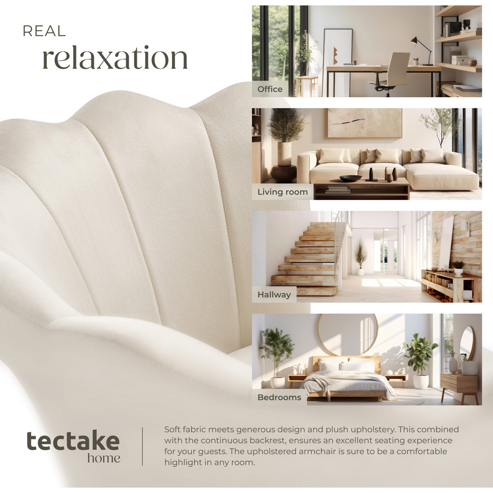 tectake Stella Cream and Gold Velvet Padded Armchair Image 7