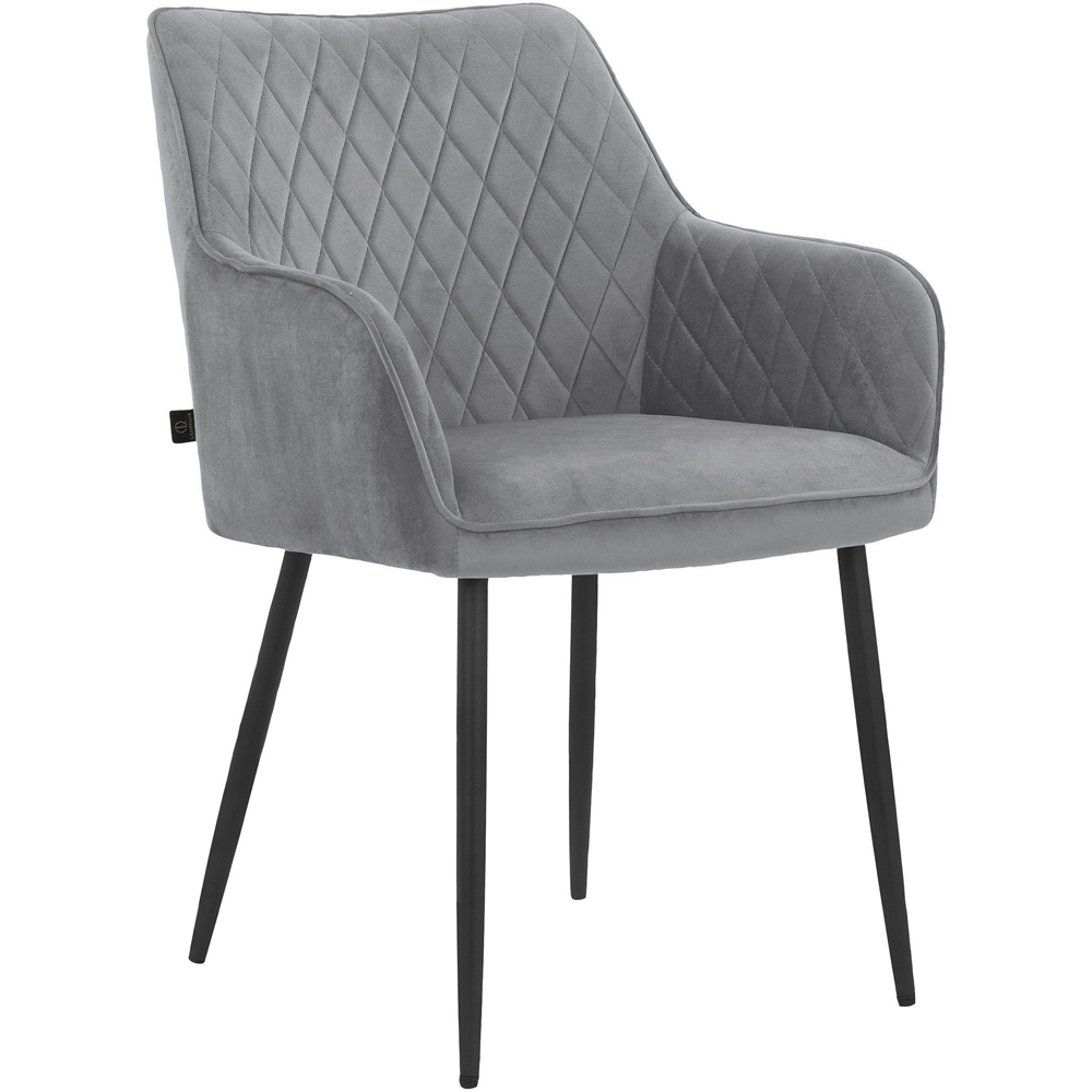 Loft24 Elvira Set of 2 Grey Velvet Dining Chair Image 3