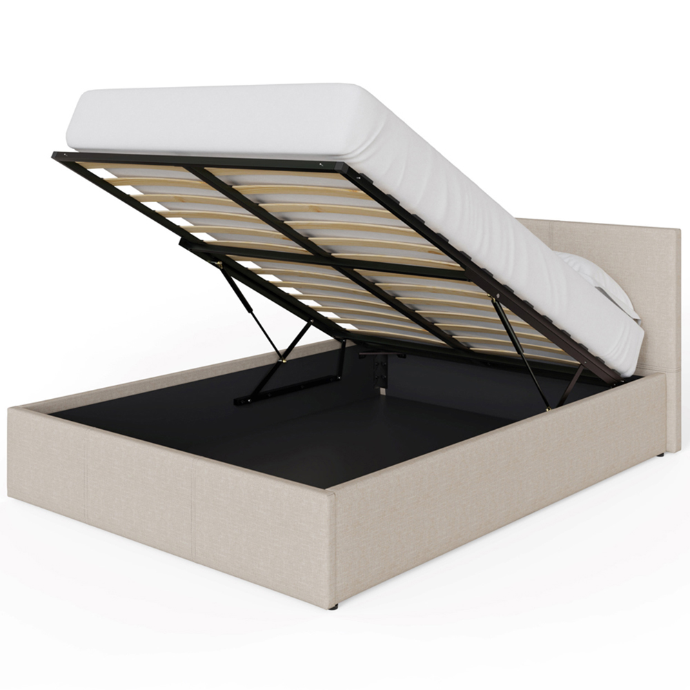 GFW Double Natural Hopsack Fabric End Lift Ottoman Bed with Bonnell Mattress Image 4