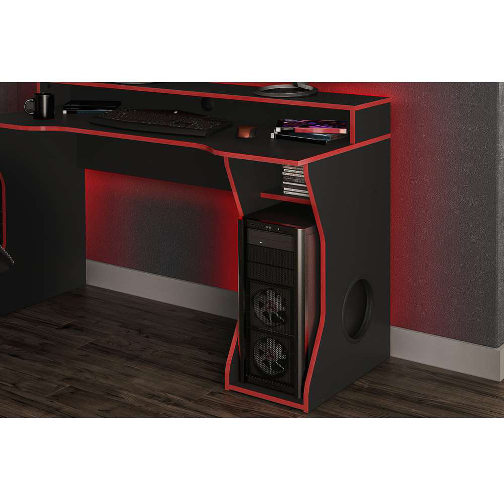Enzo Gaming Computer Desk Black and Dark Red Image 6