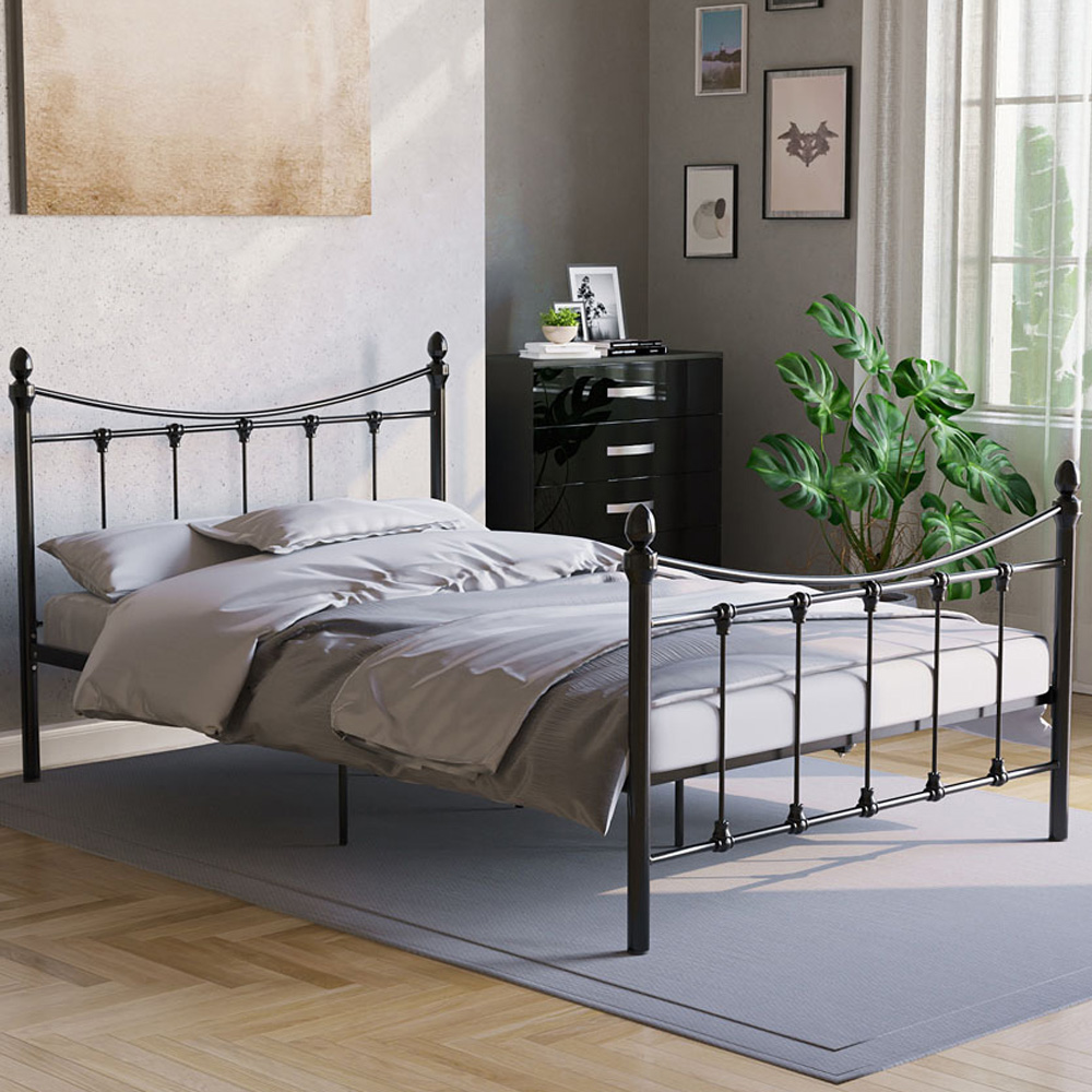 Vida Designs Paris Small Double Black Metal Bed Frame Image 1