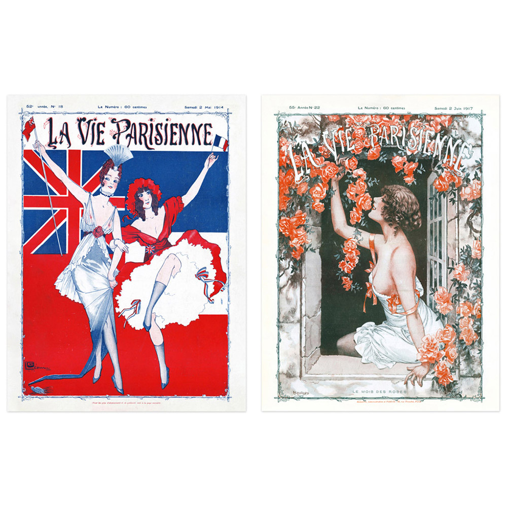 Artery8 Vintage French Magazine Cover WW1 Roses Wall Art Print 30 x 41cm 6 Pack Image 3