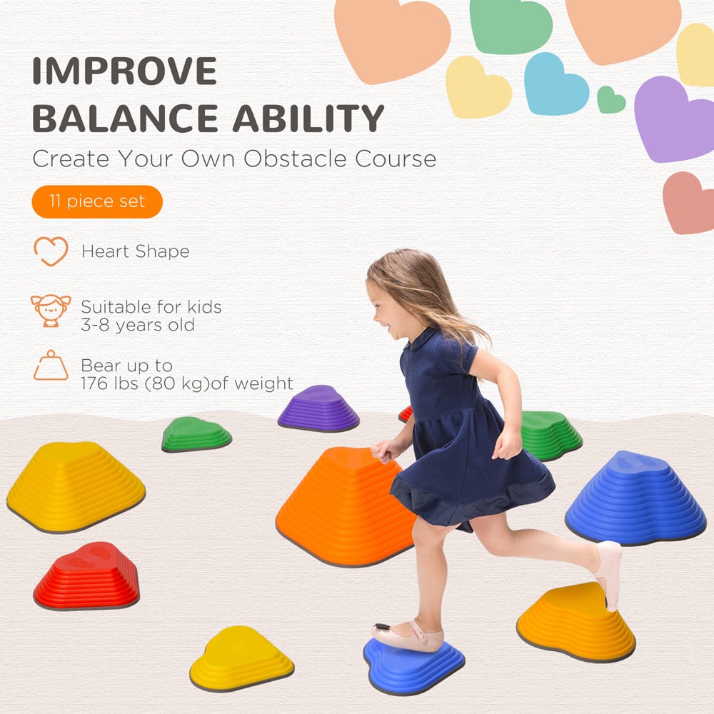 Tommy Toys Kids 11 Pieces Stepping Stones Non-Slip Stackable River Stones Image 4