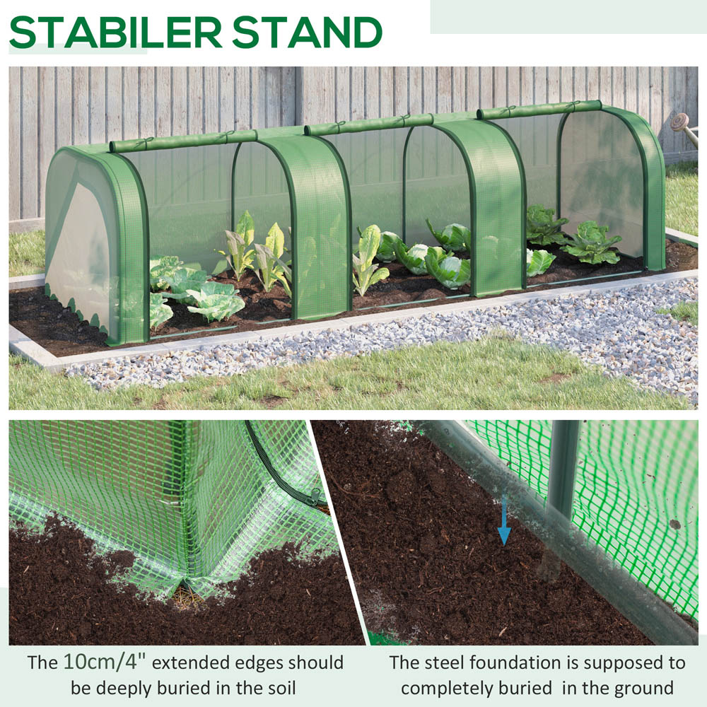 Outsunny Long Plastic Cover Tunnel 9.6 x 3.2ft Greenhouse Image 6
