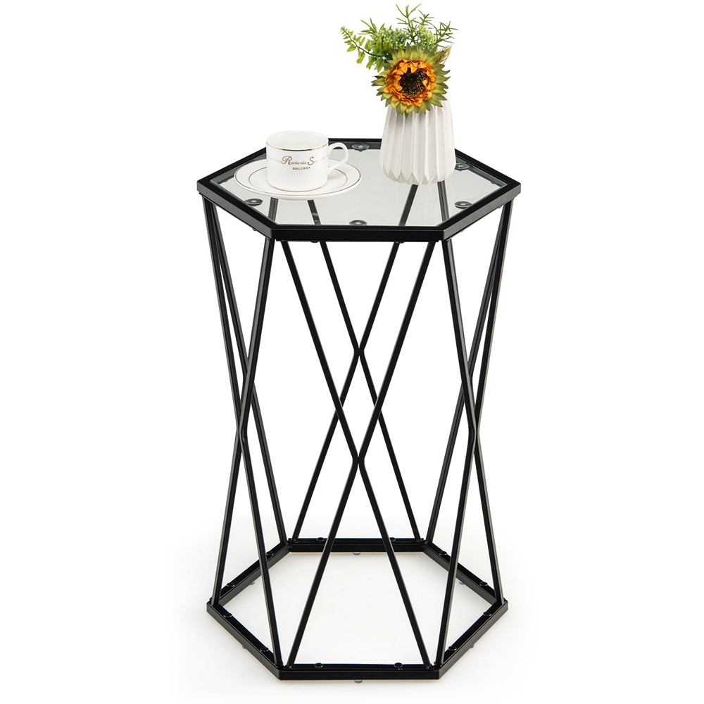Costway Hexagon Black Coffee Table Image 3