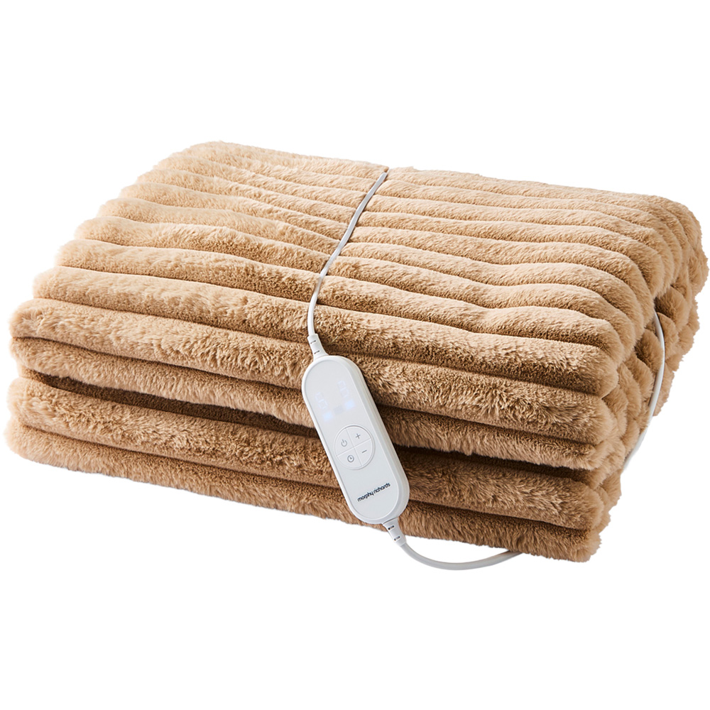 Morphy Richards Mocca Flannel Fleece and Striped Faux Fur Heated Electric Throw 200 x 180cm Image 1
