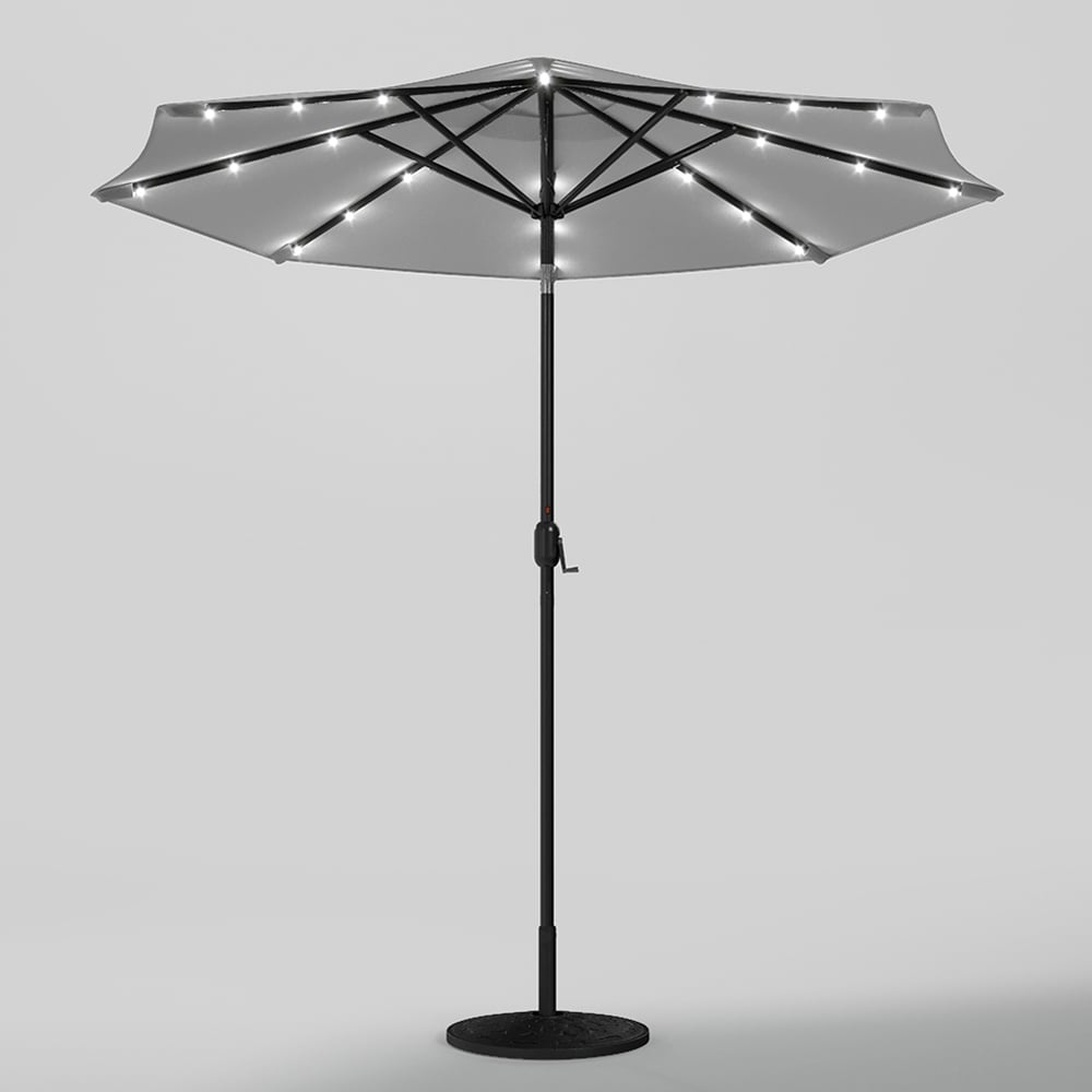 Living and Home Light Grey Solar LED Garden Parasol with Resin Base 3m Image 5