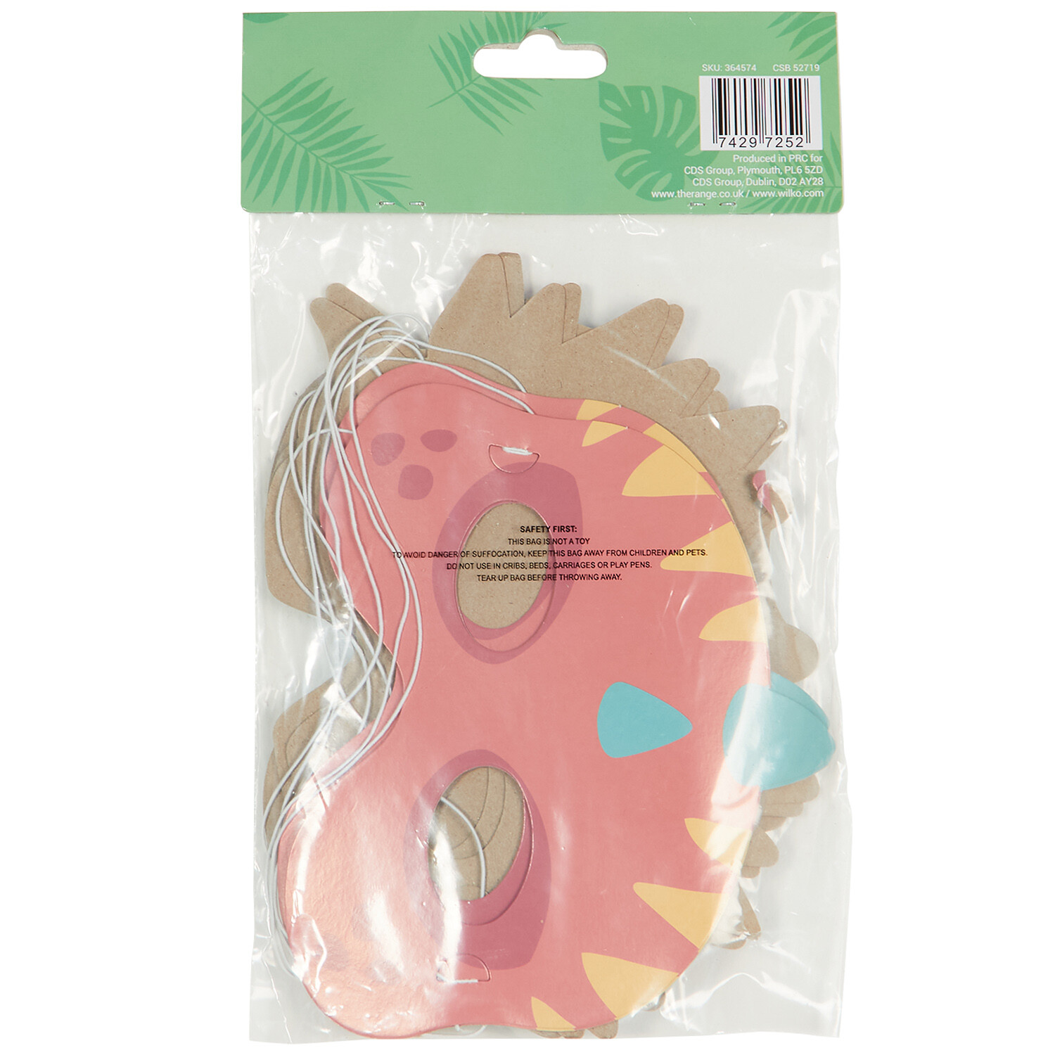 Pack of 8 Dinosaur Party Masks Image 2