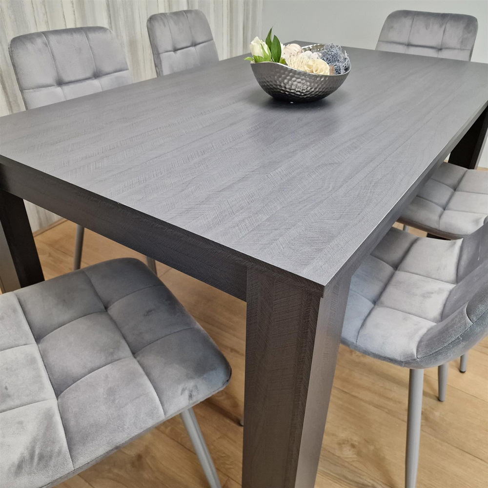 Kosy Koala Arrow 6 Seater Velvet Dining Table Grey and Charcoal Image 3