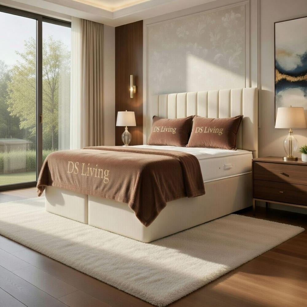 DS Living Aria Single Cream Plush Ottoman Bed Image 4