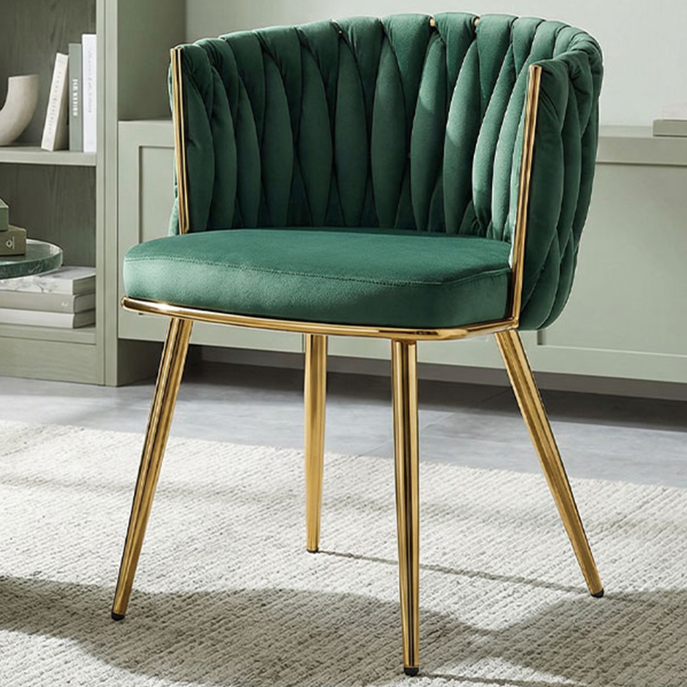 Portland Set of 2 Dark Green Upholstered Dining Chair Image 1