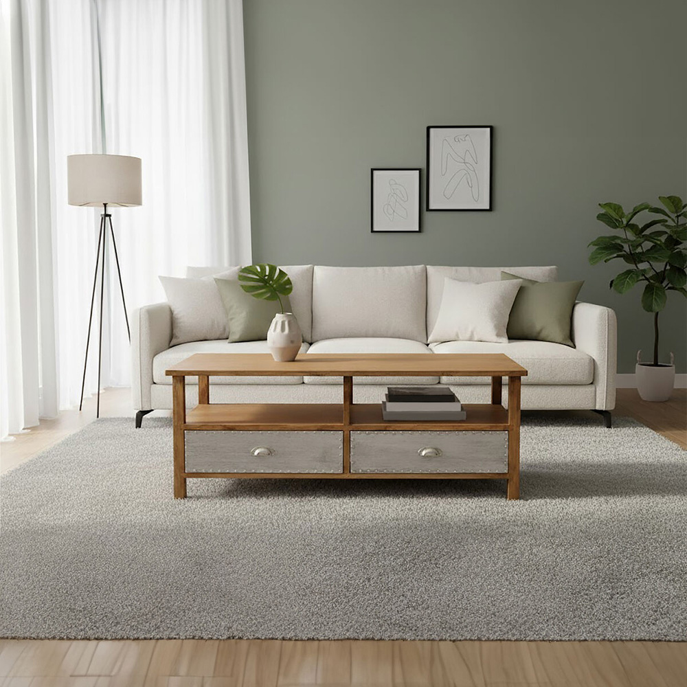 Premier Housewares Shoreditch 2 Drawer 2 Shelf Coffee Table Image 3