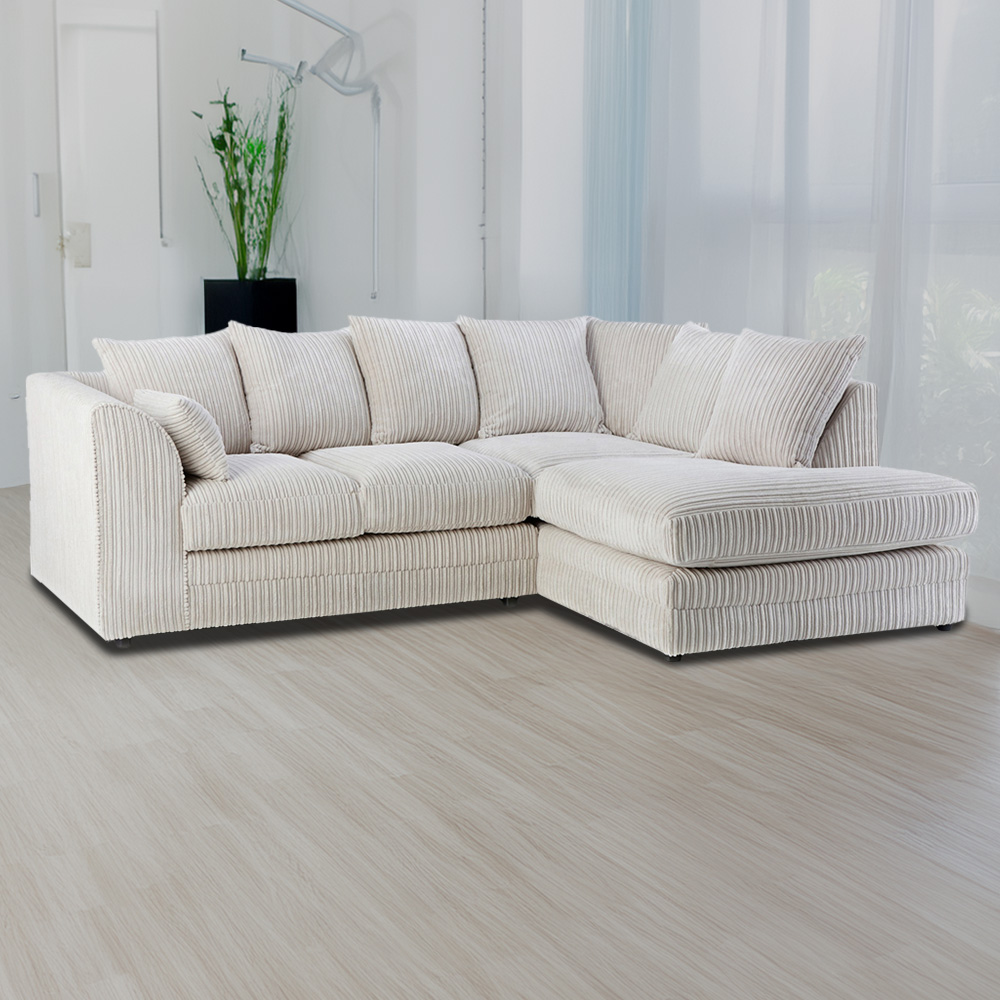 Portland Canolo Luxury 3 Seater Cream Jumbo Cord Right Hand Corner Chaise Sofa Image 1