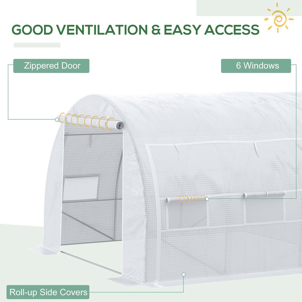 Outsunny White Plastic 10 x 10ft Polytunnel Greenhouse Image 5