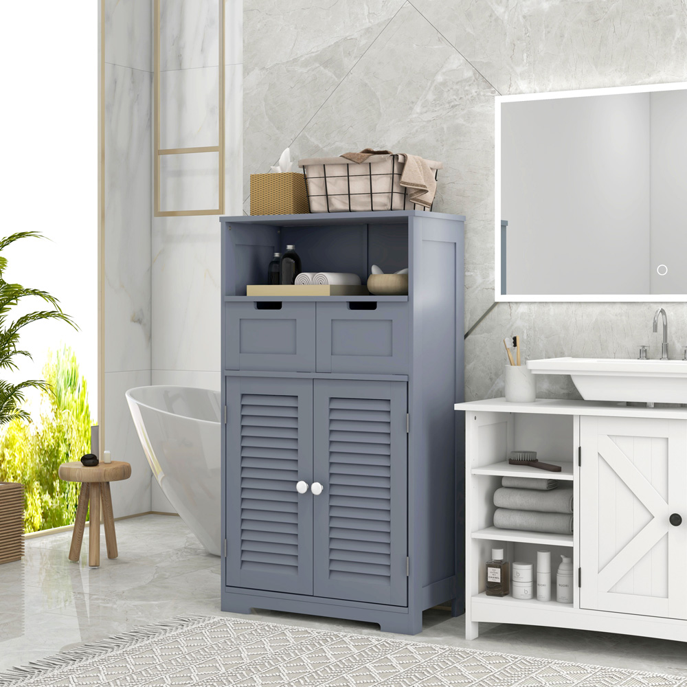 Portland 2 Door 2 Drawer Grey Bathroom Floor Cabinet Image 4