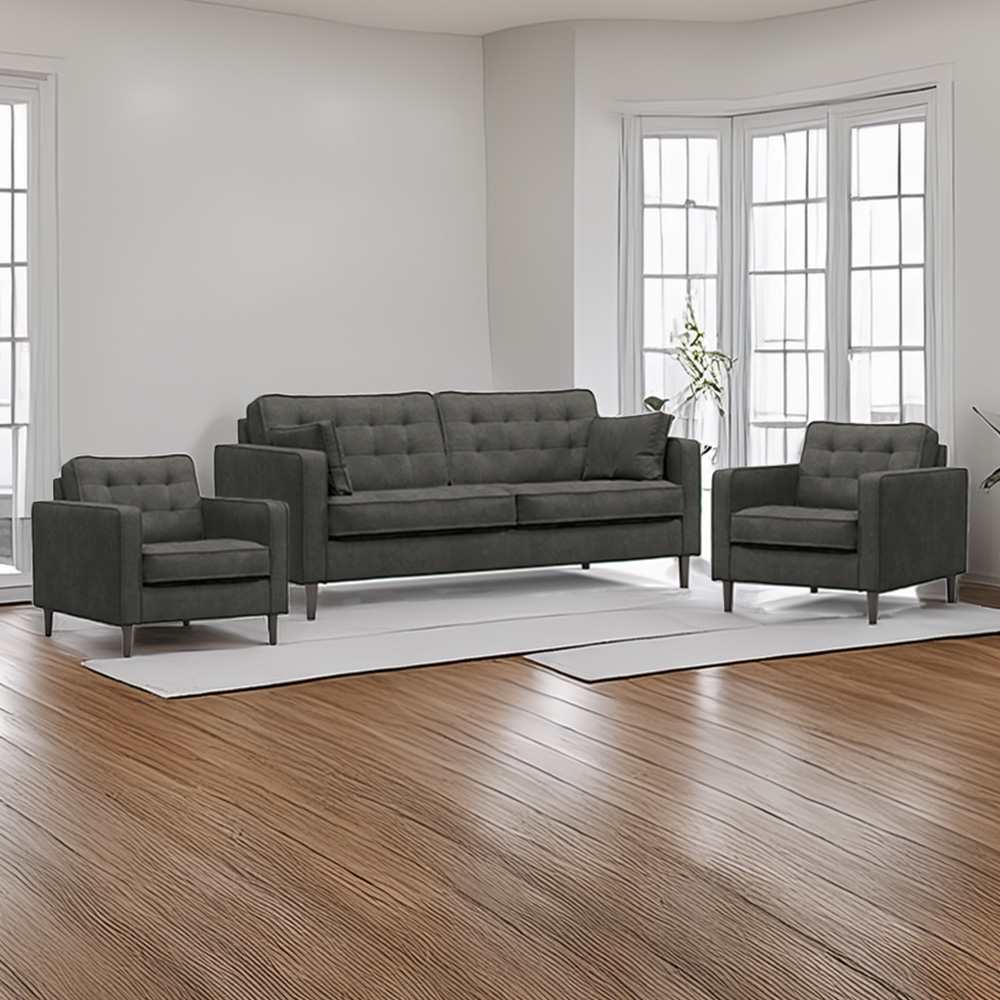 Eden 5 Seater Graphite Chenille Sofa Suite Image 1