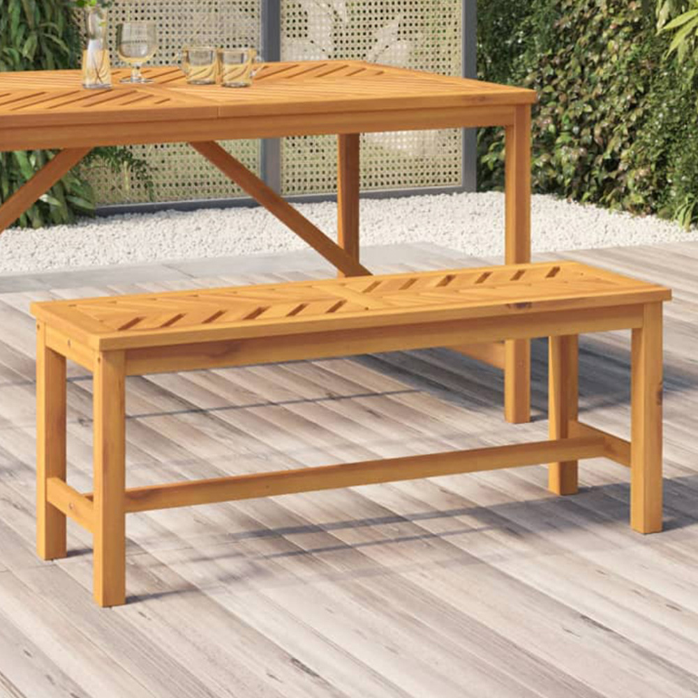 vidaXL 2 Seater Solid Wood Acacia Fishbone Slatted Garden Bench Image 1
