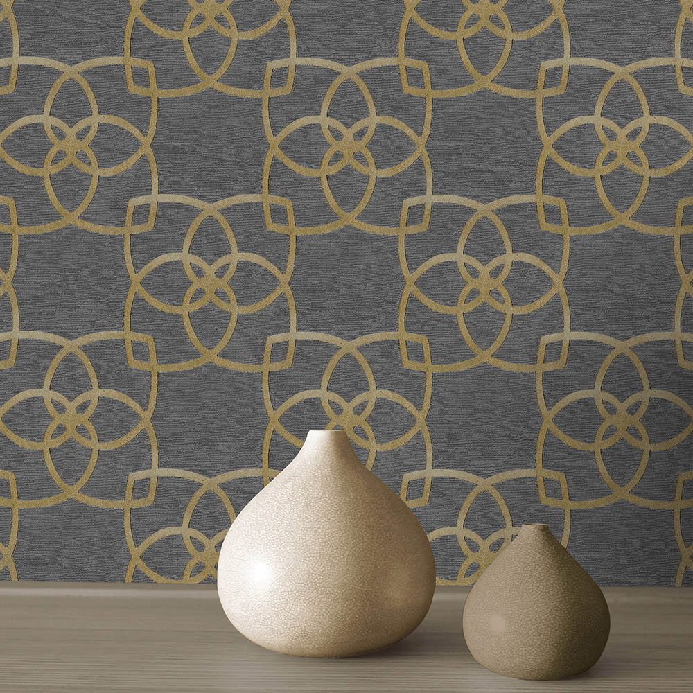 Muriva Marrakech Warm Gold and Grey Wallpaper Image 3