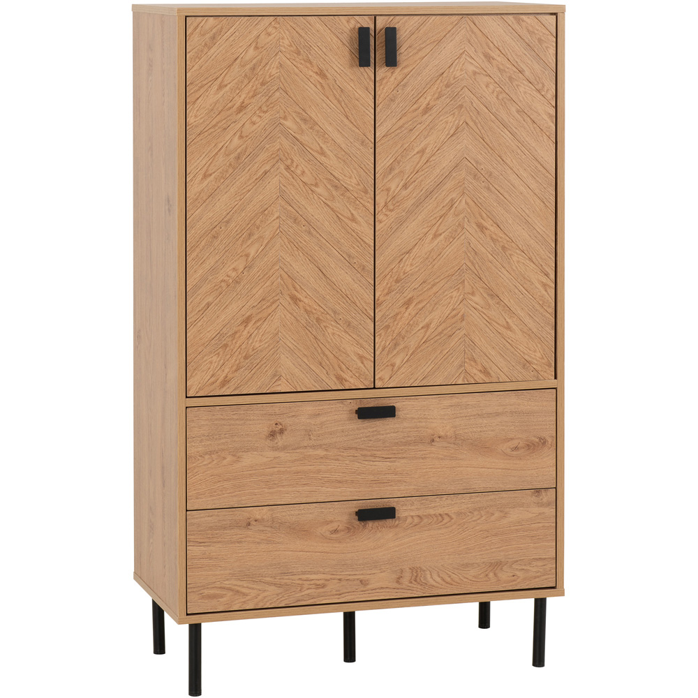 Seconique Leon 2 Door 2 Drawer Medium Oak Effect Storage Cabinet Image 2