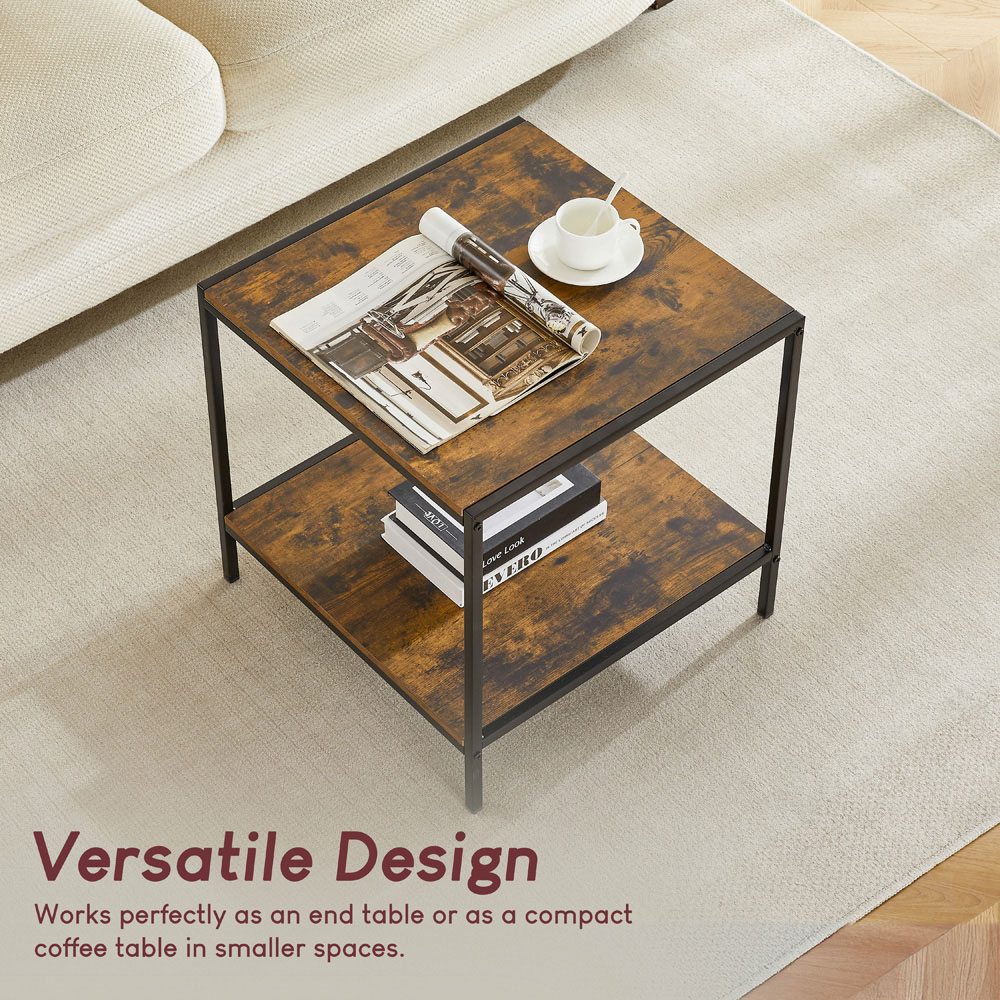 VIDA DESIGNS Brooklyn Dark Wood Metal Frame End Table Image 6