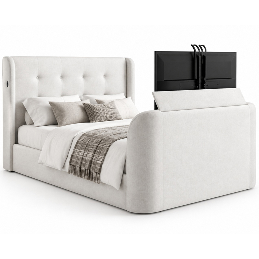 Webb Daniels MediaMax Small Double Natural Fabric Ottoman Media TV Bed with 4.1 Soundbar Image 3
