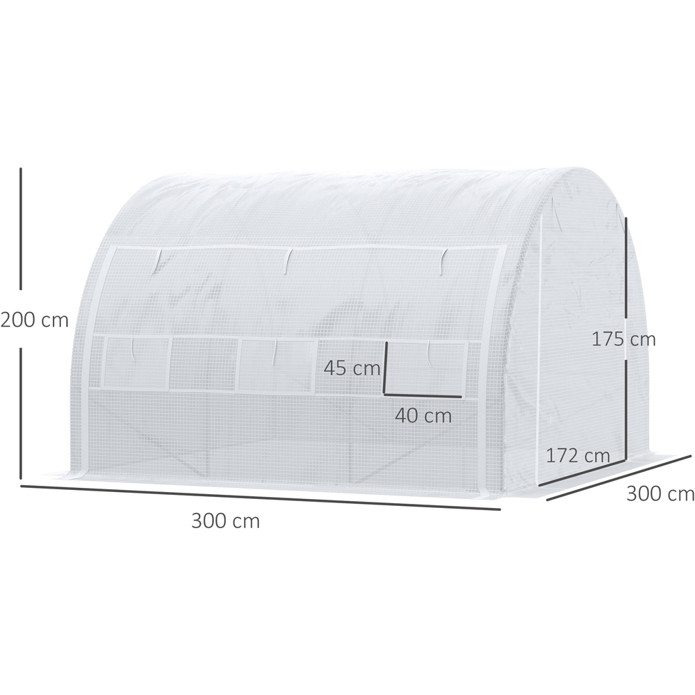 Outsunny White Plastic 10 x 10ft Polytunnel Greenhouse Image 8