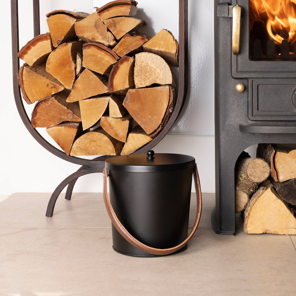 Charles Bentley Black Ash Bucket with Leather Handle Image 2