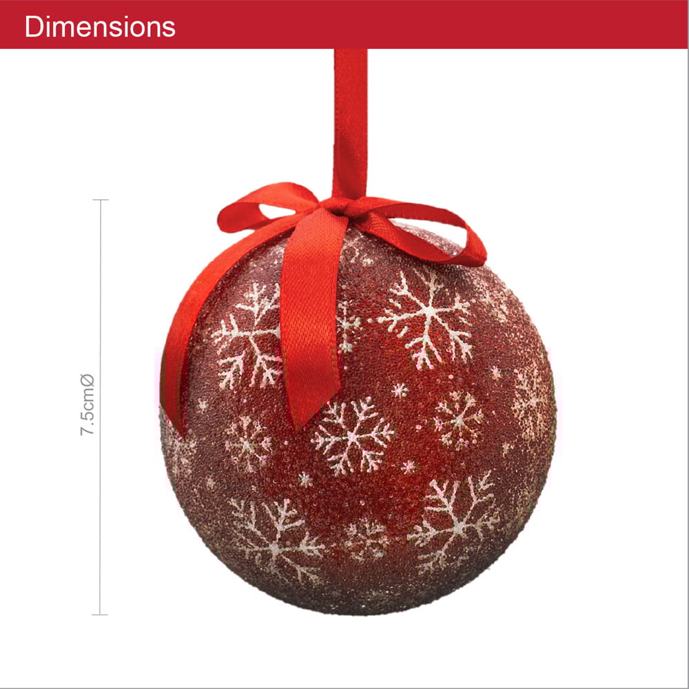 The Christmas Workshop Red and White Snowflake Bauble 14 Pack Image 9