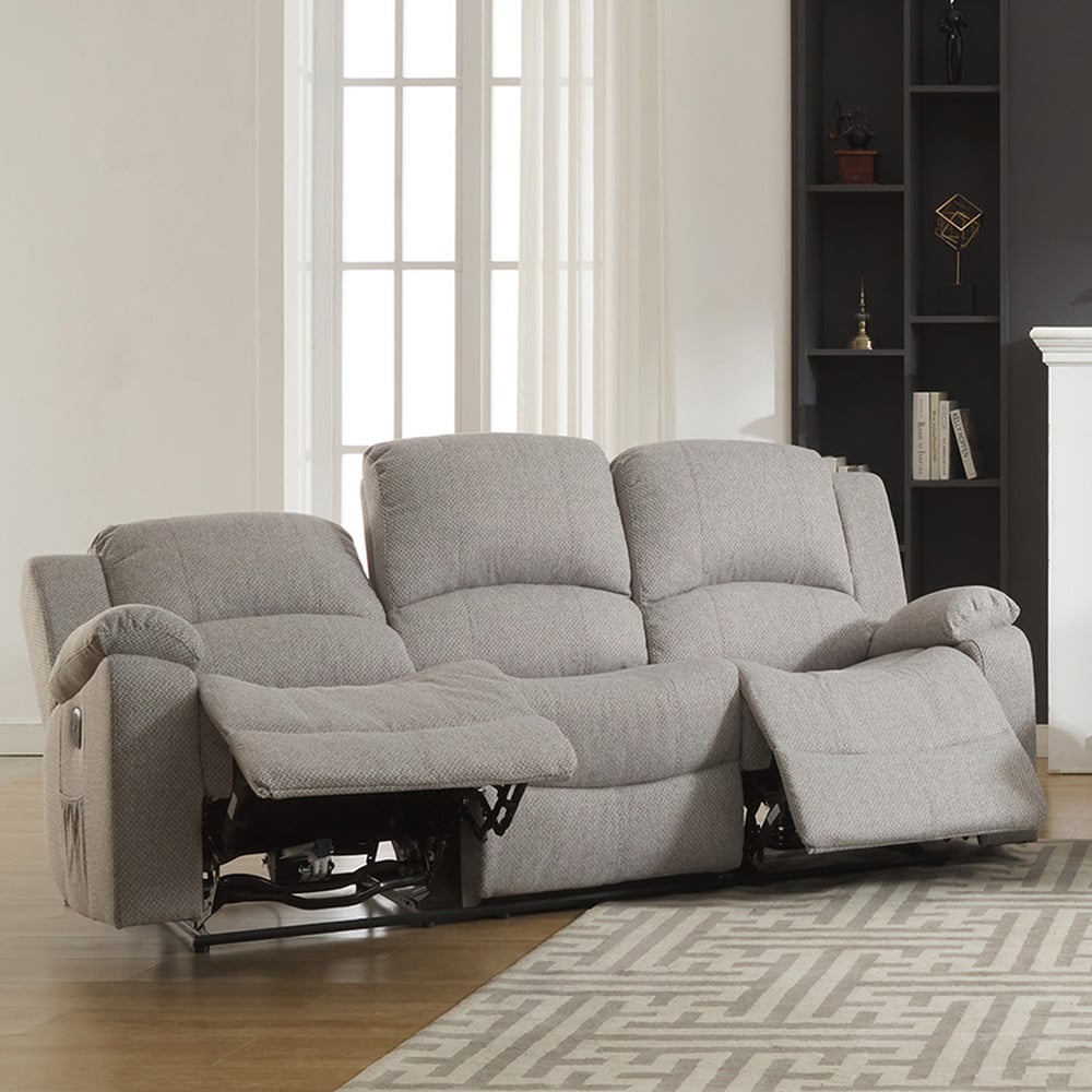 Marldon 3 Seater Light Grey Electric Recliner Sofa Image 2