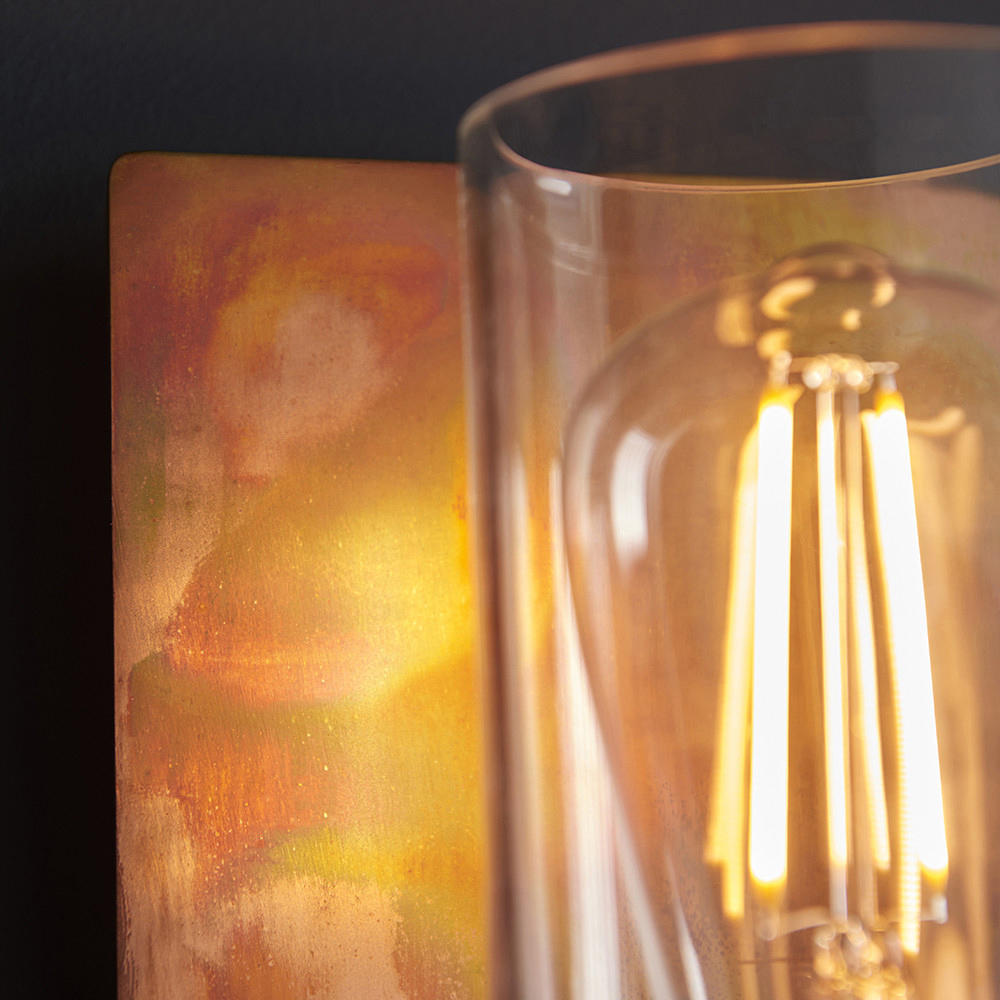 Merano Palermo Copper Patina and Clear Glass Wall Lamp Image 5