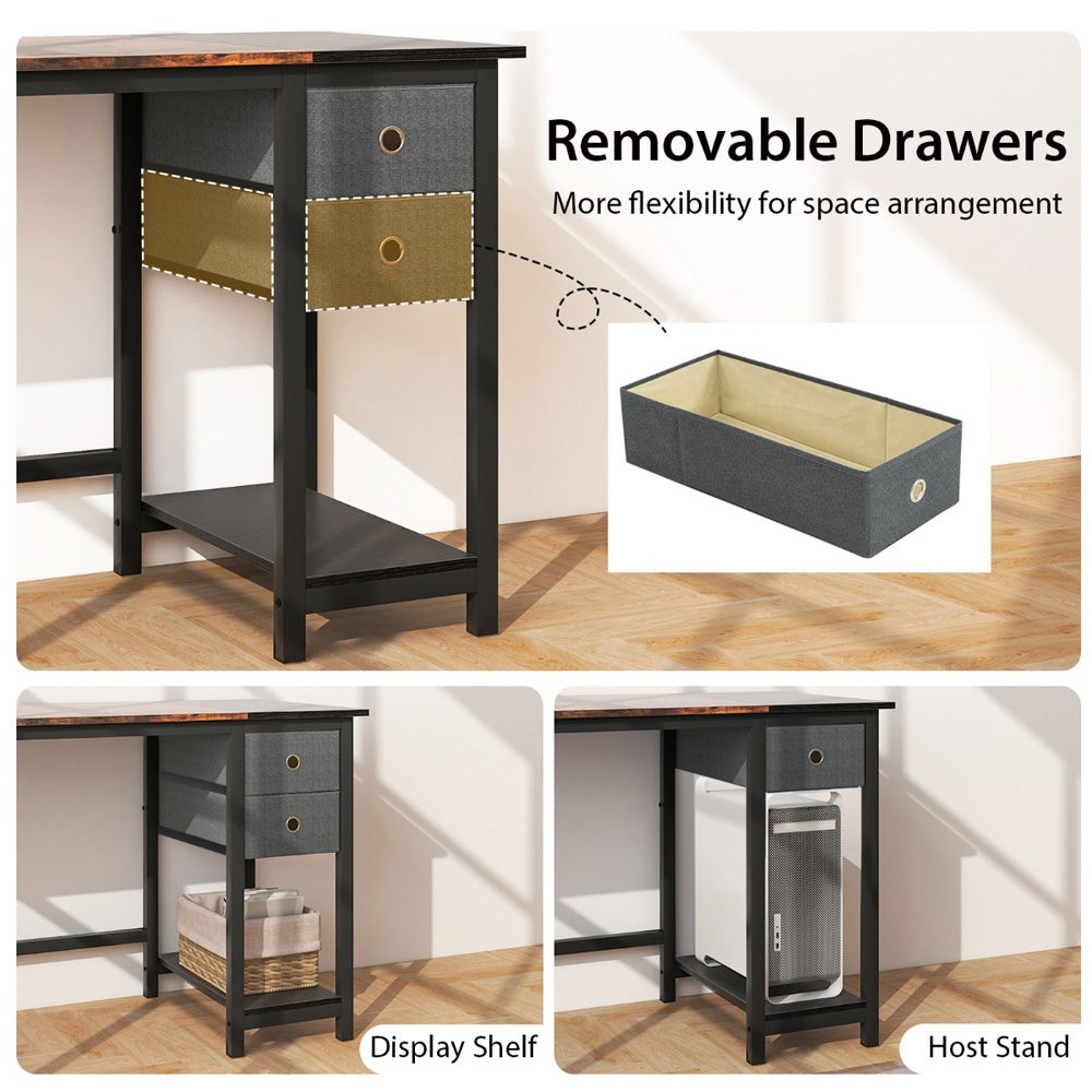Costway 2 Drawer Office Desk with Hanging Hook Image 7