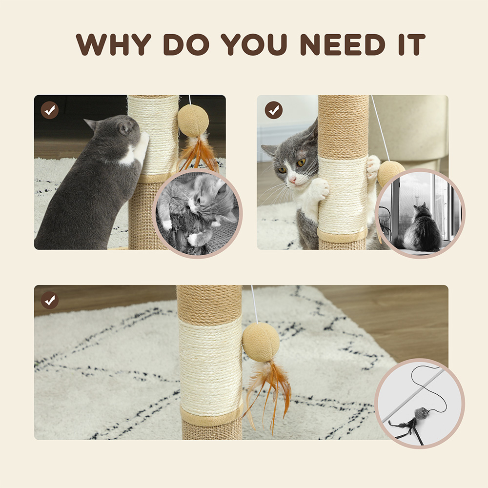 PawHut Brown Tall Cat Scratching Post 47cm Image 6