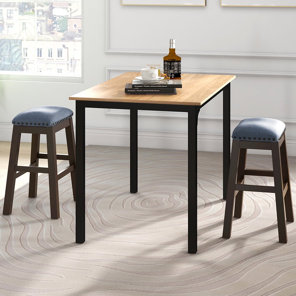 Costway Brown Padded Bar Stool Set of 2 Image 1