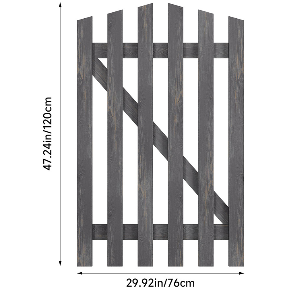 Outdoor Minimalist Grey Wooden Fence Gate 120 x 76 x 2.5cm Image 8