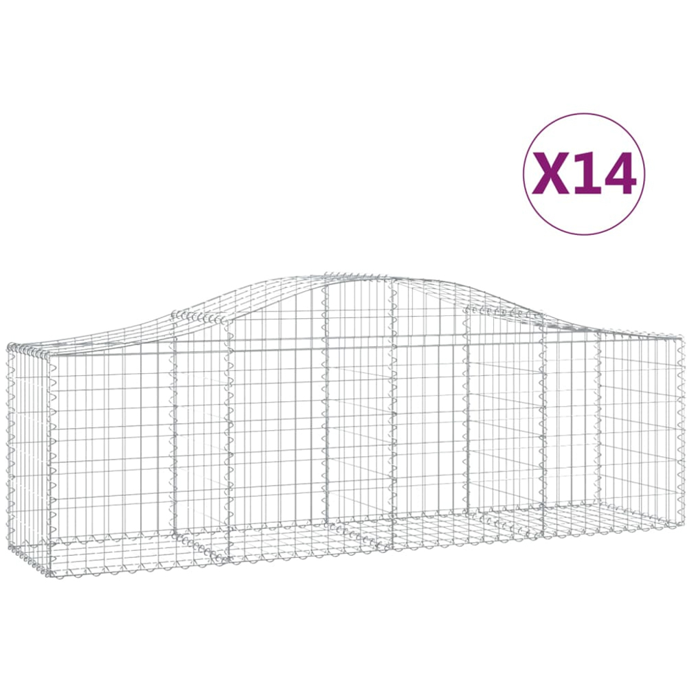 vidaXL Silver Galvanised Iron Gabion Basket 200 x 50 x 60/80cm 14 Pack Image 4