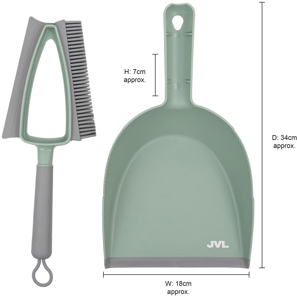 JVL Green Rubber Dust Pan and Brush Set Image 8