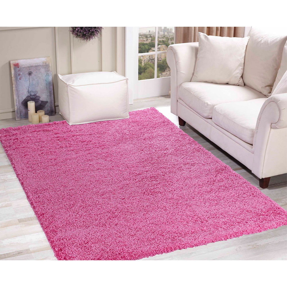 Desire Rugs Oxford Pink Plain Shaggy Rug 200 x 290cm Image 4